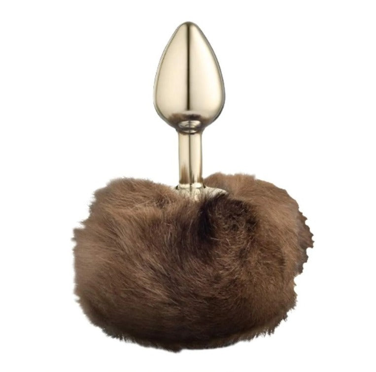 Plug Anal Dourado Tamanho P Com Rabo Pompom Sexy Fantasy