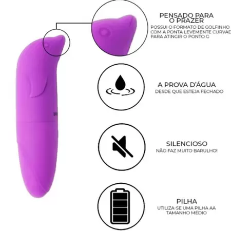 VIBRADOR PONTO G AVELUDADO COM FORMATO GOLFINHO MIESS